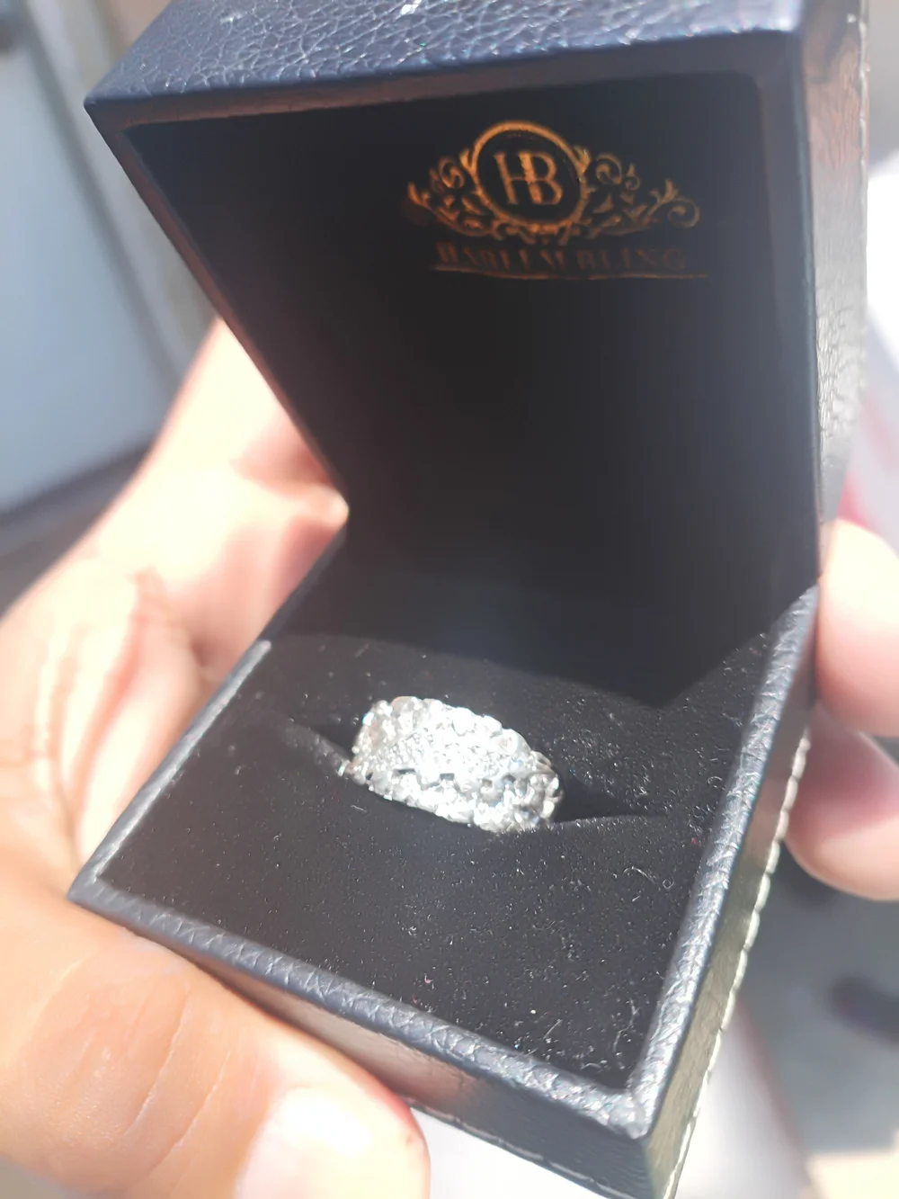 Sterling Silver Natural Diamond Nugget Ring